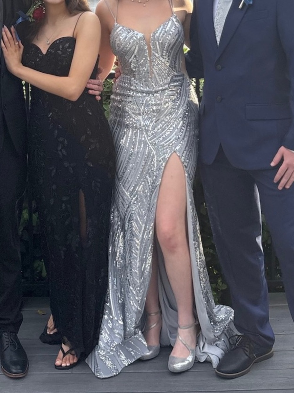 Silver Sequin Prom Gown